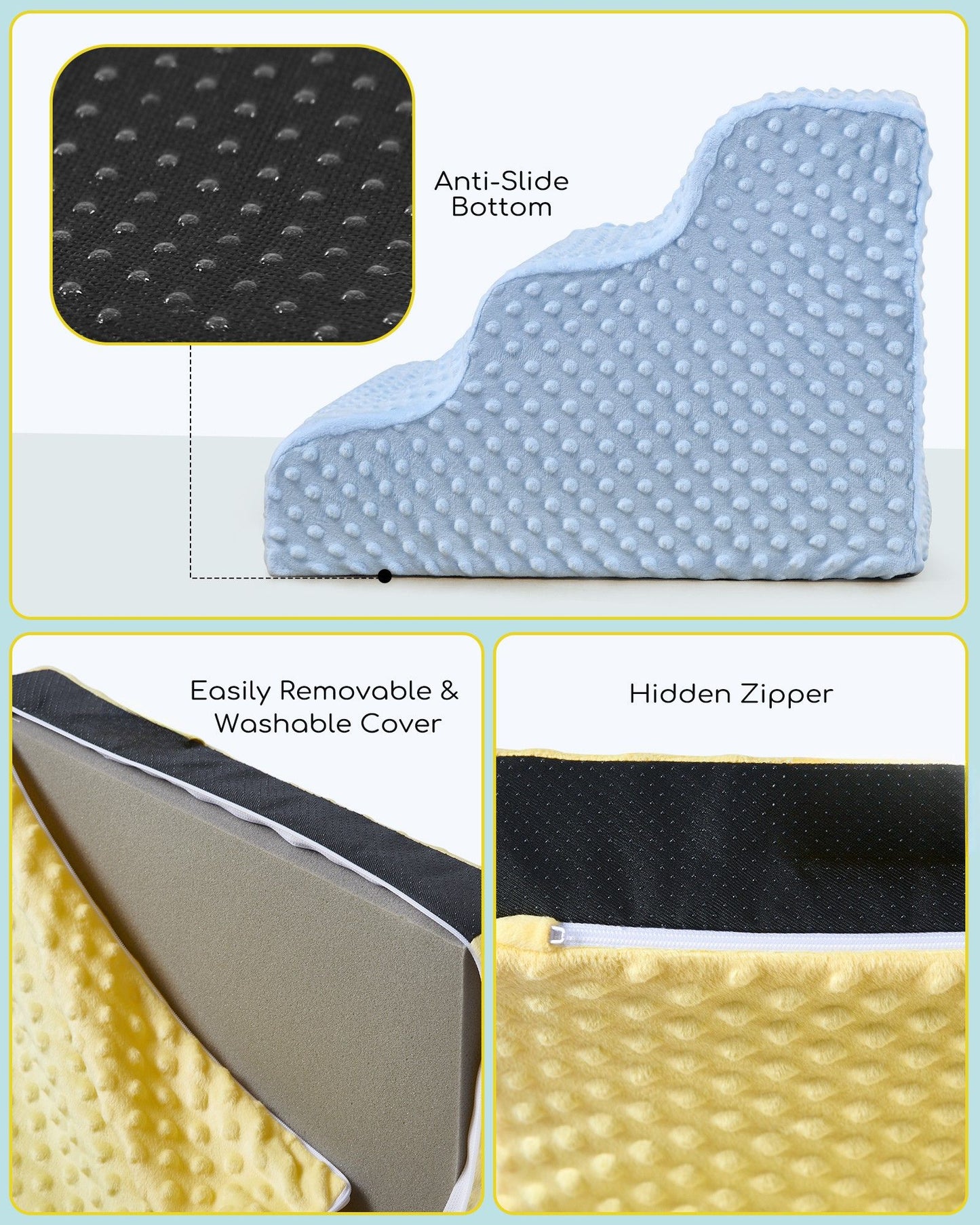 5-Piece Foam Climbing Blocks, Soft Play Set for Toddlers with Steps and Slide, Bubble Dot Minky Washable Cover, Indoor Climbing for Kids