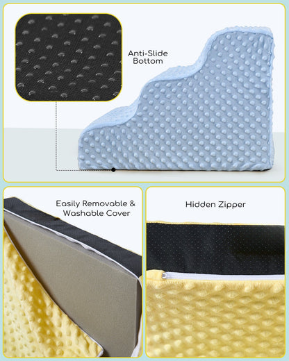5-Piece Foam Climbing Blocks, Soft Play Set for Toddlers with Steps and Slide, Bubble Dot Minky Washable Cover, Indoor Climbing for Kids