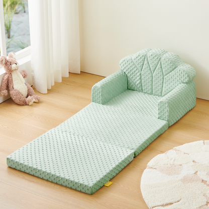 Attababy 2-in-1 Soft Bubble Dot Minky Fold-Out Couch, Convertible Sofa to Lounger for 1-3 Years Old, Kid Furniture for Playroom