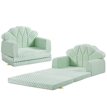 Attababy 2-in-1 Soft Bubble Dot Minky Fold-Out Couch, Convertible Sofa to Lounger for 1-3 Years Old, Kid Furniture for Playroom