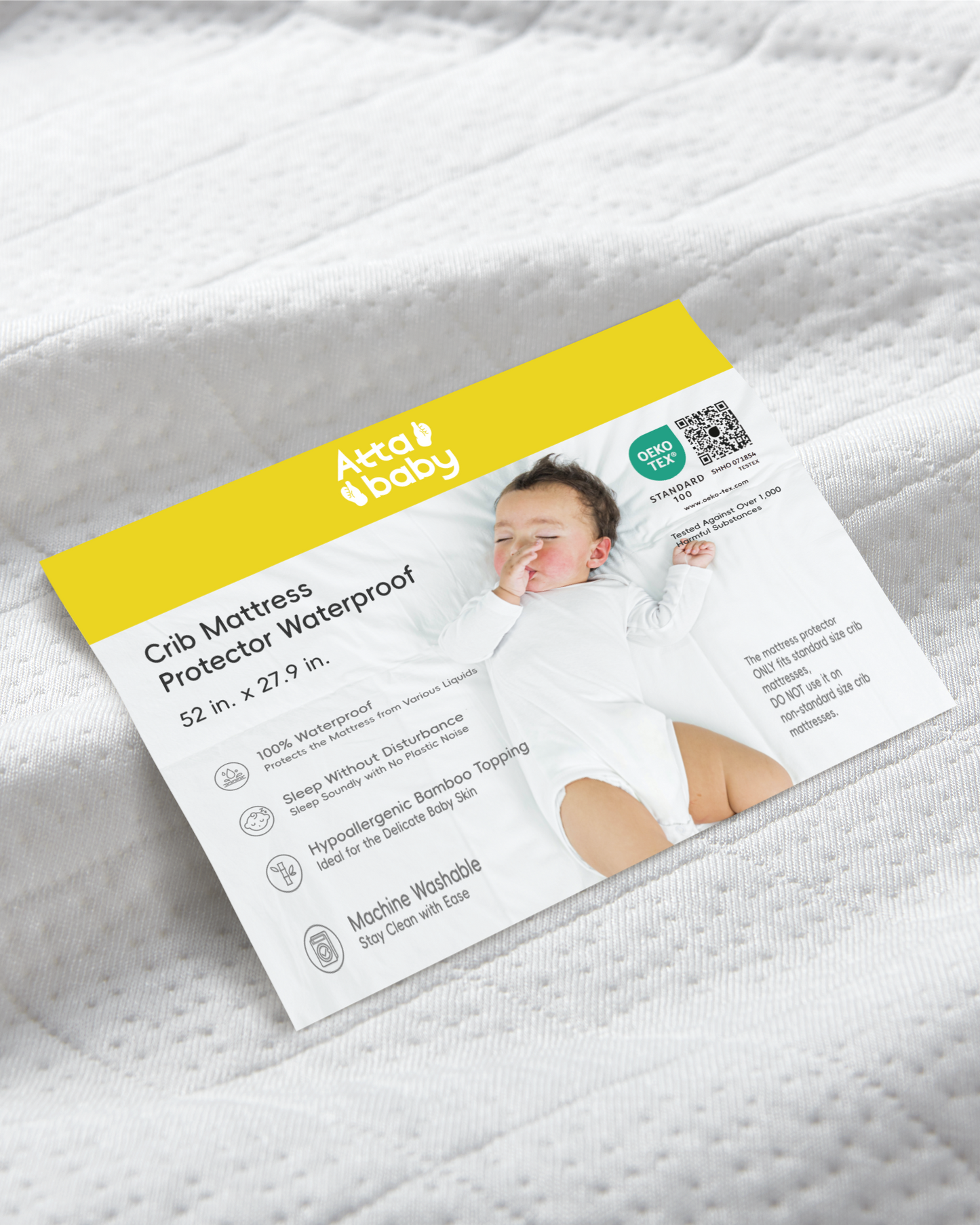 Attababy Bamboo Viscose Waterproof Crib Mattress Protector 52" x 27.6"