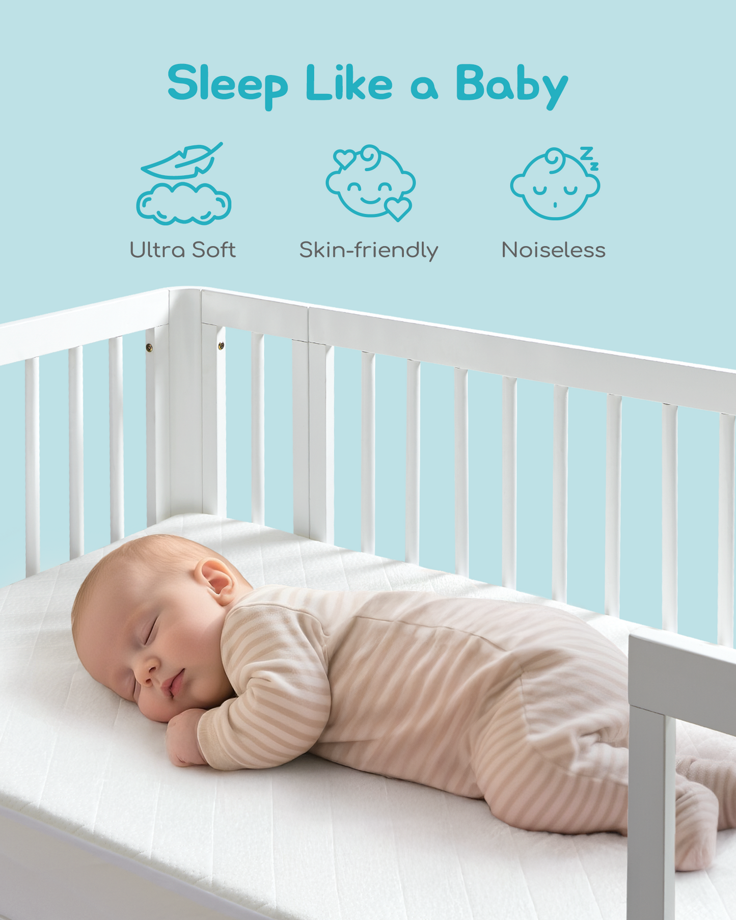 Attababy Bamboo Viscose Waterproof Crib Mattress Protector 52" x 27.6"