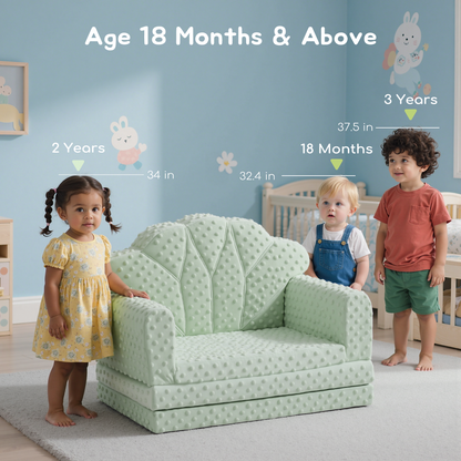 Attababy 2-in-1 Soft Bubble Dot Minky Fold-Out Couch, Convertible Sofa to Lounger for 1-3 Years Old, Kid Furniture for Playroom