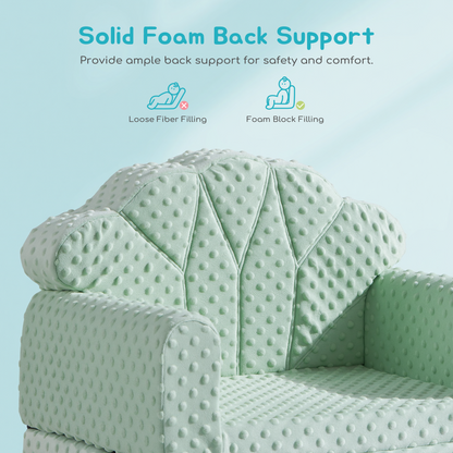 Attababy 2-in-1 Soft Bubble Dot Minky Fold-Out Couch, Convertible Sofa to Lounger for 1-3 Years Old, Kid Furniture for Playroom